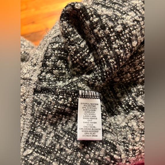 LOFT Women's Textured Cowl Neck Sweater - Black and Gray - Picture 3 of 11